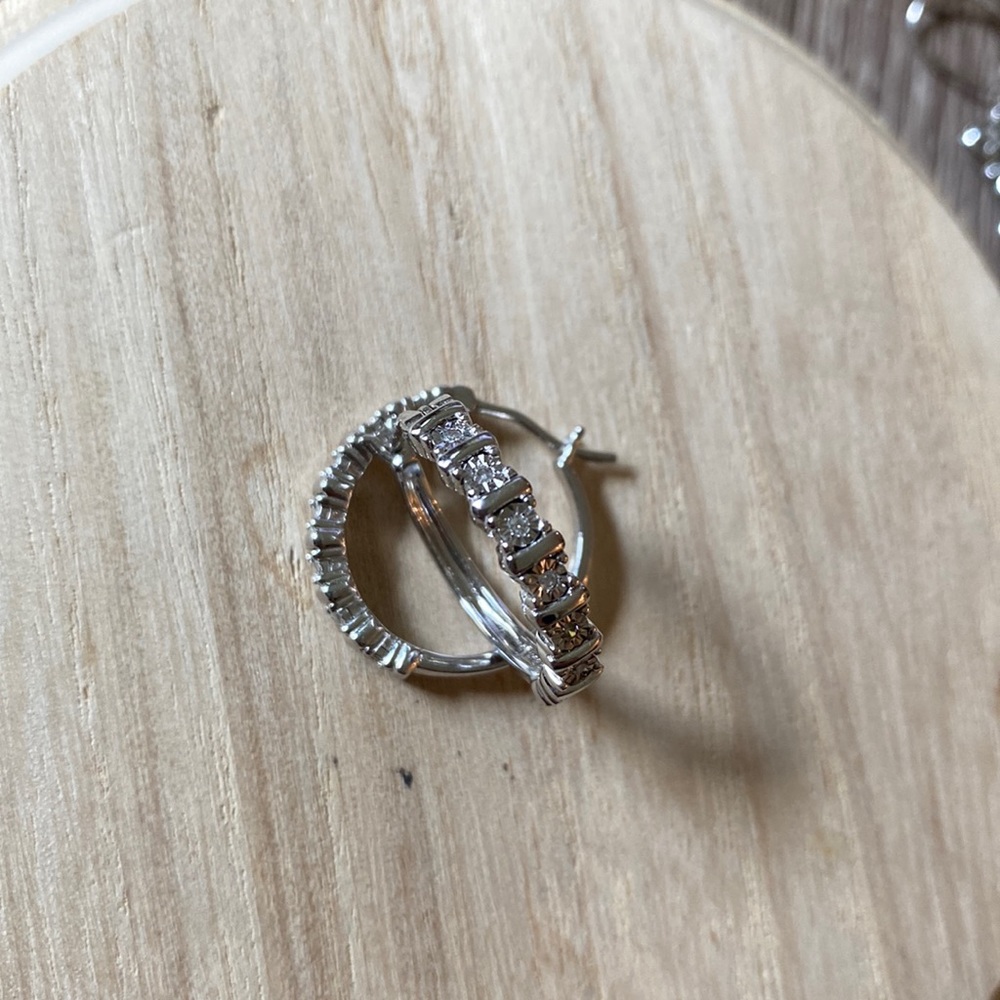 925 Sun diamond hoop earrings